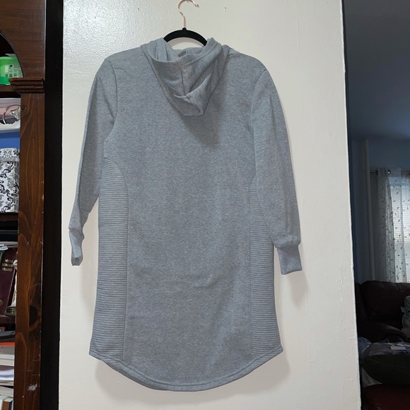 Peek A Boo Sweatshirt Mini Dress - Heather Grey - Picture 6 of 8